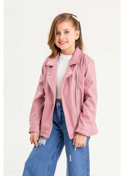 Fermuarlı Astarlı Kız Çocuk Deri Ceket fiyatları