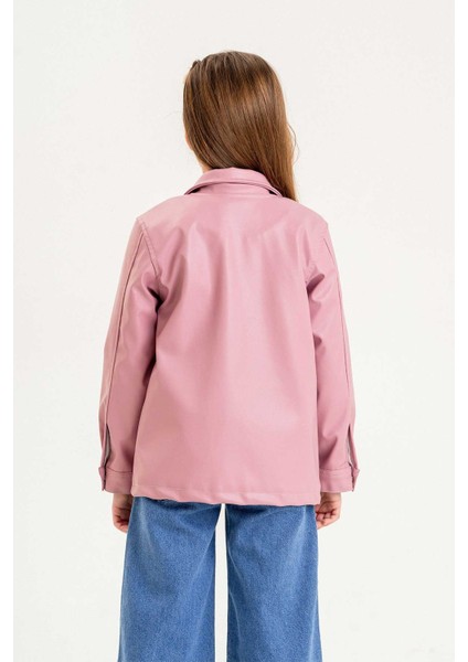 Fermuarlı Astarlı Kız Çocuk Deri Ceket modelleri