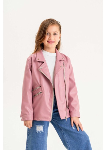 Fermuarlı Astarlı Kız Çocuk Deri Ceket fırsatları