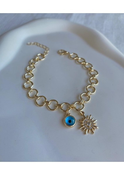 Kadın Bileklik Taşlı Güneş Nazar Boncuk Bileklik