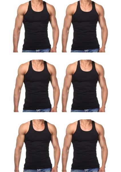 6 Adet Erkek Slim Fit Dar Kalıp Likralı Penye Sporcu Atleti(Rambo Atleti)