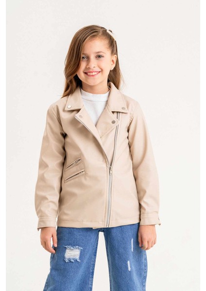 Fermuarlı Astarlı Kız Çocuk Deri Ceket fiyatları