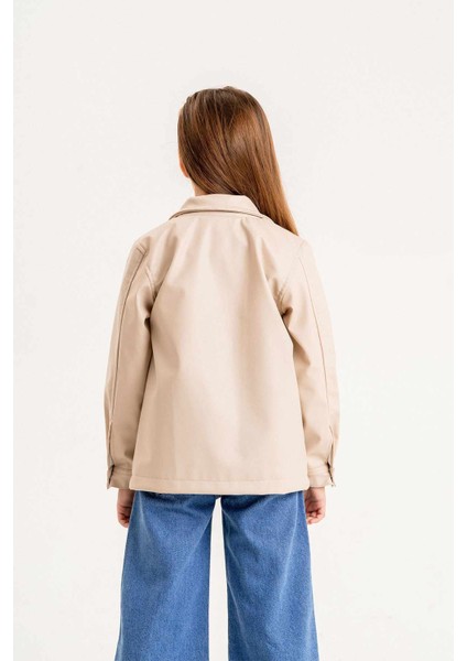 Fermuarlı Astarlı Kız Çocuk Deri Ceket modelleri