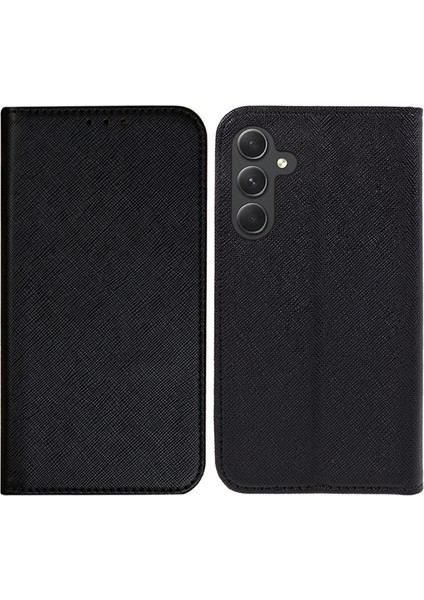 Samsung Galaxy M35 5g Çapraz Dokulu Pu Deri Cüzdan Telefon Kılıfı (Yurt Dışından)