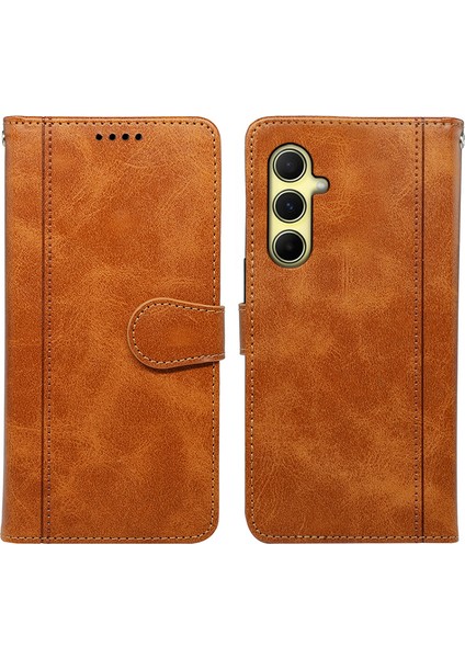 Samsung Galaxy S24 Plus Manyetik Toka Korumalı Deri Telefon Kapağı (Yurt Dışından)