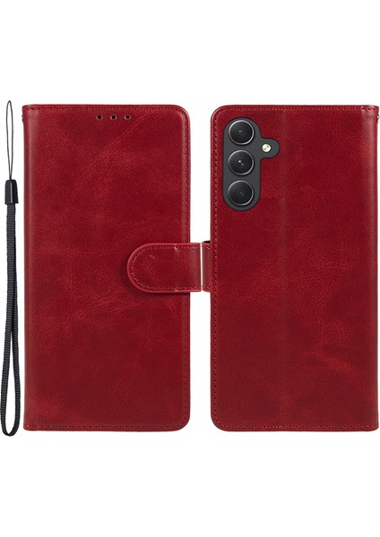 Samsung Galaxy M35 5g Flip Folio Buzağı Dokulu Deri Telefon Kılıfı (Yurt Dışından)