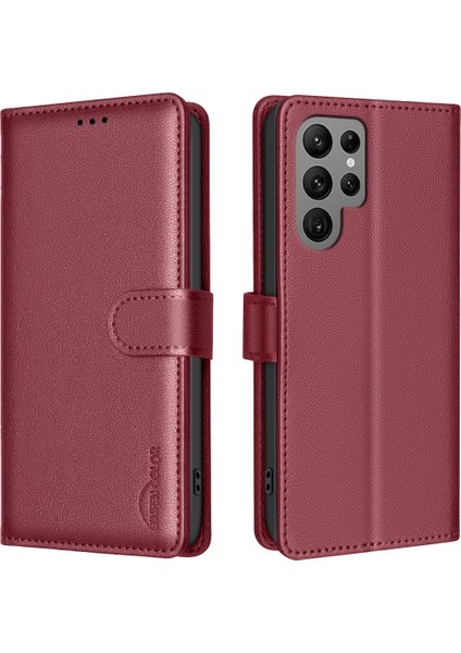 Samsung Galaxy S22 Ultra 5g Litchi Dokulu Deri Telefon Kılıfı (Yurt Dışından)