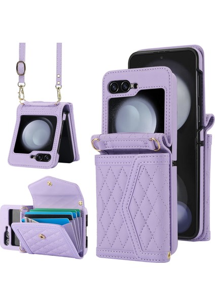 Samsung Galaxy Z Flip5 5g Crossbody Kart Sahipleri Pu Deri + Pc Telefon Kapağı (Yurt Dışından)