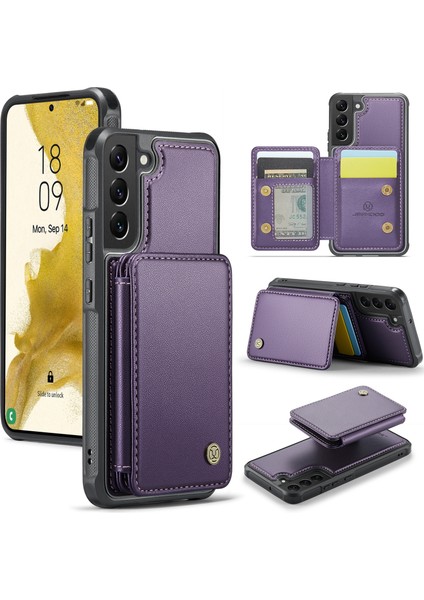 Samsung Galaxy S22 5g Tpu+Pu Telefon Kılıfı ve Manyetik Kart Tutucu (Yurt Dışından)