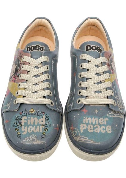 Kadın Vegan Deri Mavi Sneakers - Find Your Inner Peace Tasarım fiyatları