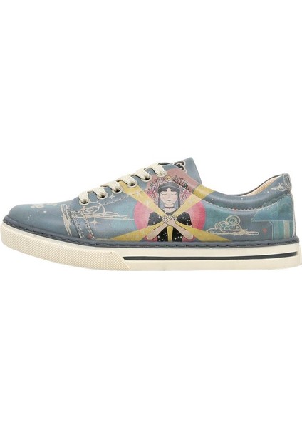 Kadın Vegan Deri Mavi Sneakers - Find Your Inner Peace Tasarım modelleri