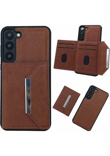 Samsung Galaxy S22 5g Deri+Tpu Telefon Kılıfı Kart Çantalı Kickstand (Yurt Dışından)