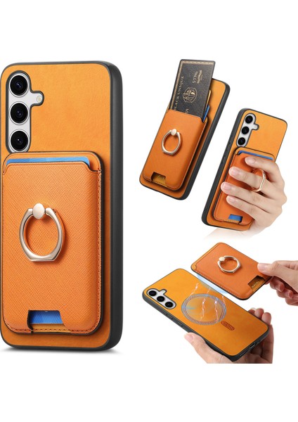Samsung Galaxy S24 Plus Manyetik Halka Kickstand Kart Tutucu Telefon Kapağı (Yurt Dışından)