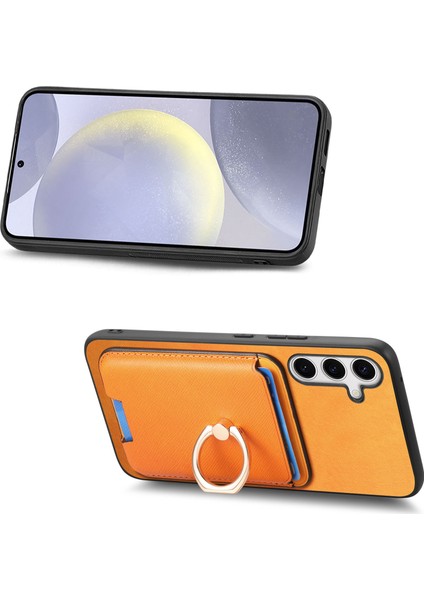 Samsung Galaxy S24 Plus Manyetik Halka Kickstand Kart Tutucu Telefon Kapağı (Yurt Dışından)