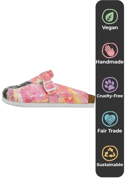Kadın Vegan Deri Çok Renkli Terlik - Party Cat Tasarım