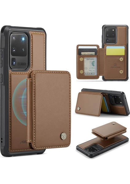 Samsung Galaxy S20 Ultra Manyetik Pu+Tpu Kickstand Telefon Kılıfı (Yurt Dışından)