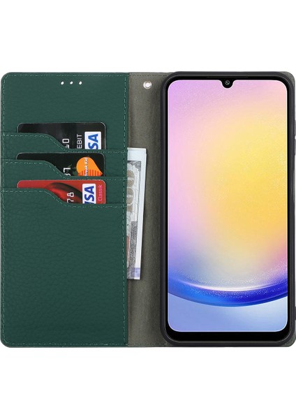 Samsung Galaxy A25 5g (161.0 x 76.5 x 8.3mm) Hakiki Inek Deri Çevirmeli Telefon Kapağı (Yurt Dışından)