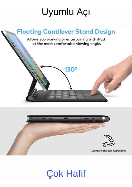 iPad Pro 11 4. Nesil Uyumlu Magic Style Manyetik Yapışmalı Klavyeli Kılıf