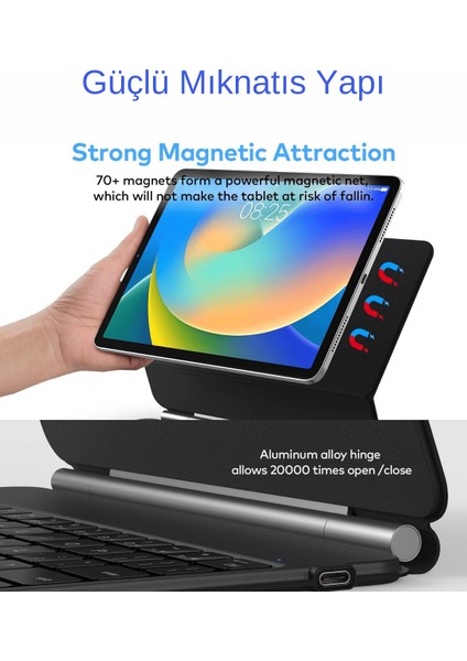 iPad Pro 11 4. Nesil Uyumlu Magic Style Manyetik Yapışmalı Klavyeli Kılıf