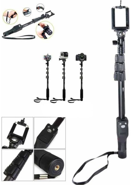 The Wlue Bluetooth Kumandalı Profesyonel Selfie Çubuğu Monopod 125CM