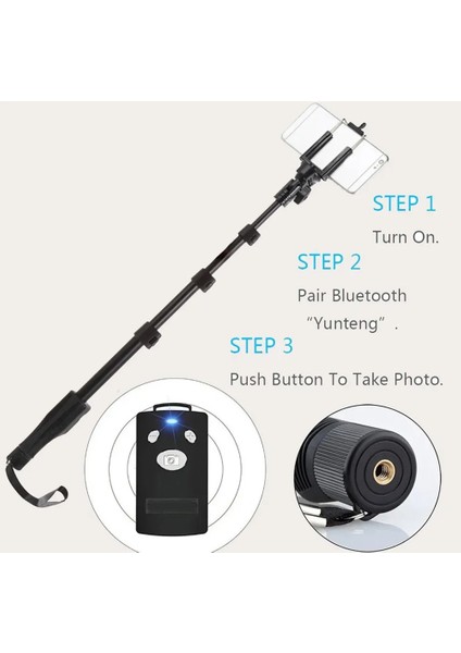 The Wlue Bluetooth Kumandalı Profesyonel Selfie Çubuğu Monopod 125CM