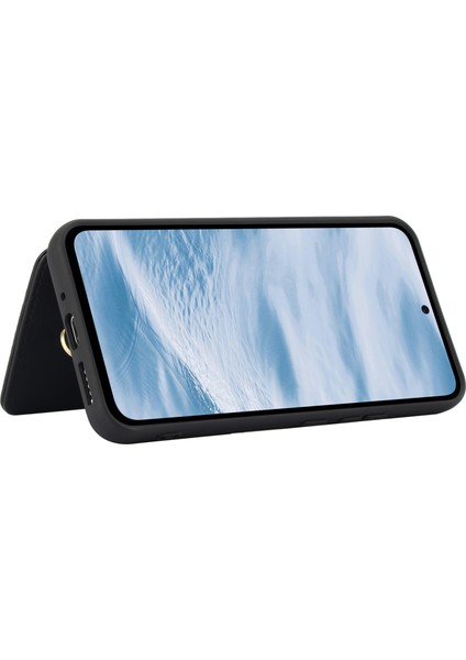 Samsung Galaxy S24 Plus Kart Tutucu Kickstand Deri Arka Telefon Kapağı (Yurt Dışından)