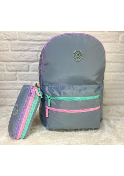 Magic Dreams Color Zipper Okul Çantası ve 3 Gözlü Kalemlik 2'li Set