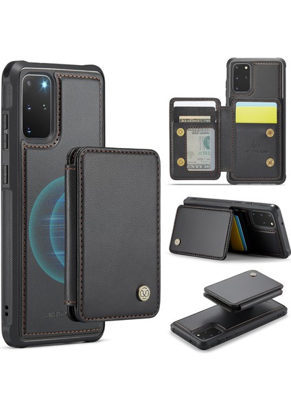 Samsung Galaxy S20 Plus 5g / 4g Manyetik Pu+Tpu Telefon Kapak Kartı Tutucu Çubuğu (Yurt Dışından)