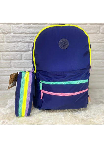 Magic Dreams Color Zipper Okul Çantası ve 3 Gözlü Kalemlik 2'li Set