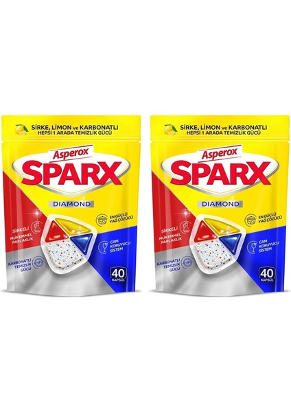 Sparx Diamond Bulaşık Makinesi Kapsülü 40'lı x 2 Adet