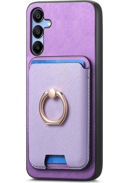 Samsung Galaxy A15 4g / 5g Manyetik Kart Tutucu Kickstand Deri + Tpu Telefon Kapağı (Yurt Dışından)
