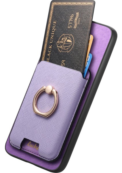 Samsung Galaxy A15 4g / 5g Manyetik Kart Tutucu Kickstand Deri + Tpu Telefon Kapağı (Yurt Dışından)
