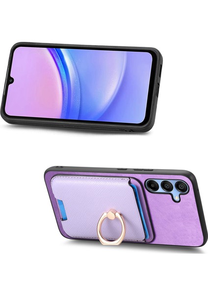 Samsung Galaxy A15 4g / 5g Manyetik Kart Tutucu Kickstand Deri + Tpu Telefon Kapağı (Yurt Dışından)