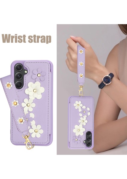Samsung Galaxy S24 Plus Kart Tutucu Kickstand Deri Arka Telefon Kapağı (Yurt Dışından)