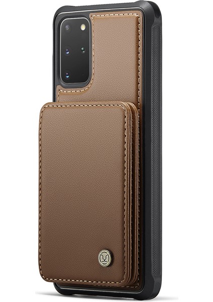 Samsung Galaxy S20 Plus 5g / 4g Manyetik Pu+Tpu Telefon Kapak Kartı Tutucu Çubuğu (Yurt Dışından)