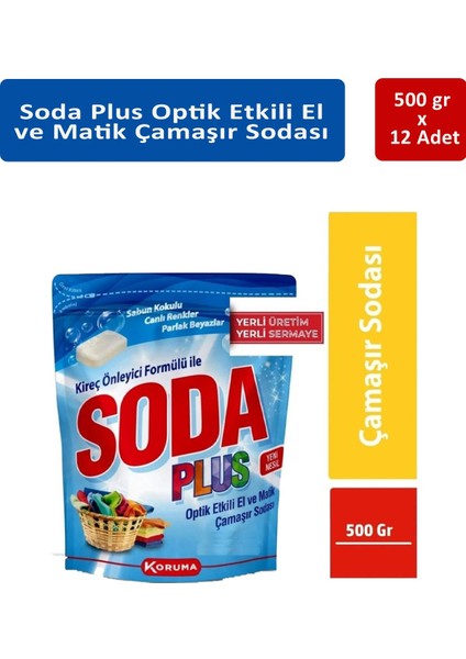 Soda Plus Etklili Çamaşır Sodası 500 gr x 12 Adet