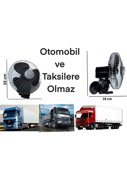 Kamyon ve Tır Uyumlu 24VOLT 'açıklamayı Okuyunuz'dönerli Vantilatör Vantuzlu Pervane Nikel 8'' 22 cm