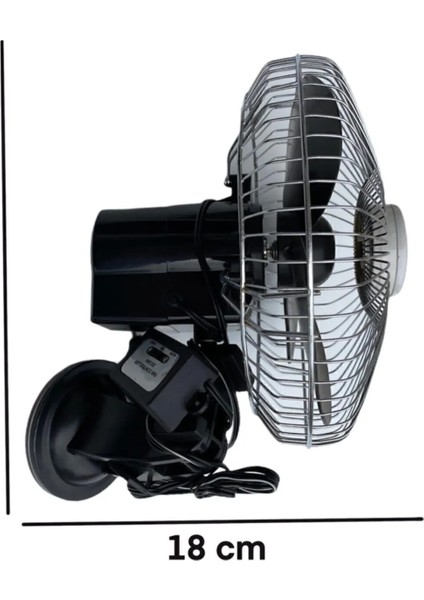 Kamyon ve Tır Uyumlu 24VOLT 'açıklamayı Okuyunuz'dönerli Vantilatör Vantuzlu Pervane Nikel 8'' 22 cm