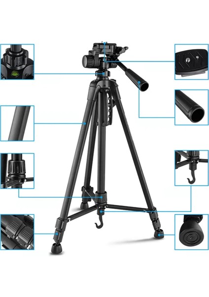 The Wlue Profesyonel Outdoor Tripod 140CM Tüm Dslr Kameralarla Uyumlu Video Fotoğraf Çekim Tripod