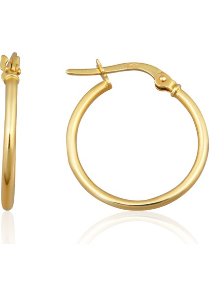 14 Ayar Altın Bombeli Halka Küpe 1.9 Cm