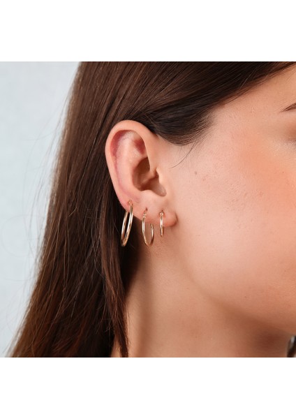 14 Ayar Altın Bombeli Halka Küpe 1.9 Cm indirimleri