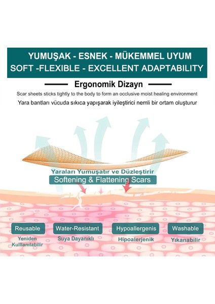 Soft Silikon Bant - Dikiş Izi - Sezaryen - Yanık - Estetik 2cm X 3mt modelleri