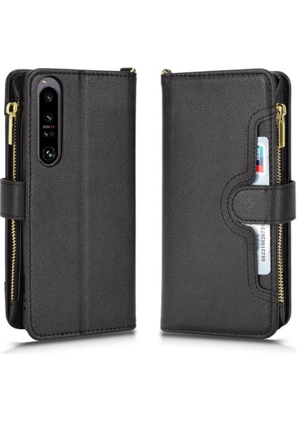 Sony Xperia 1 Iv Için Kılıf Deri Kapak Fermuar Cüzdan Kart Tutucu Pu Flip (Yurt Dışından)