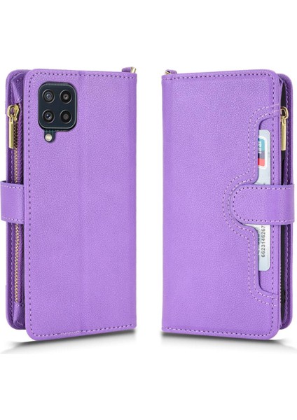 Samsung Galaxy A22 4g Için Kılıf Deri Kapak Manyetik Pu Deri Flip Kart (Yurt Dışından)