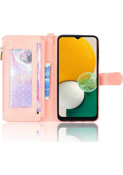 Samsung Galaxy A13 5g Için Kılıf Fermuar Cüzdan Kart Tutucu Manyetik Pu Flip (Yurt Dışından)