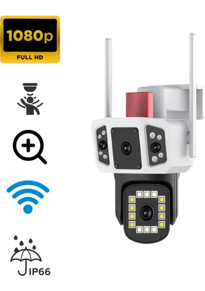 4 Mp Hd Ip Kamera Wifi Özellikli Hareket Takipli Gece Sensörlü Çift Lensli Güvenlik Kamerası Blm-53