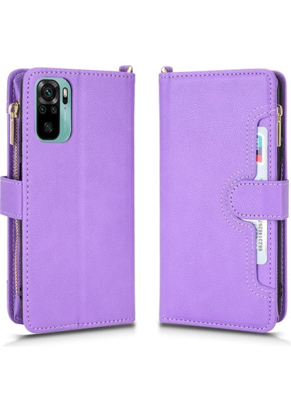 Xiaomi Redmi Not 10 4g Fermuar Cüzdan Manyetik Pu Deri Flip Case (Yurt Dışından)