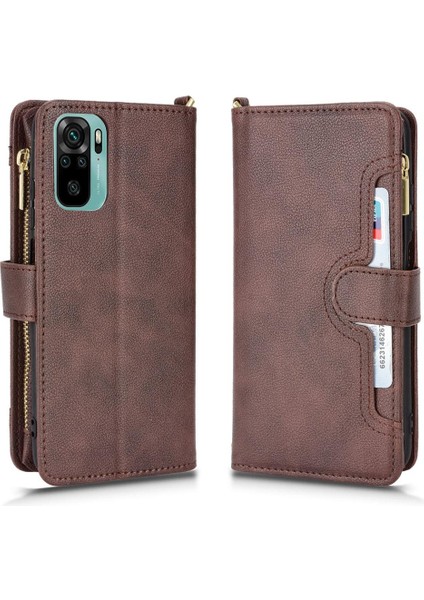 Xiaomi Redmi Not 10 4g Fermuar Cüzdan Manyetik Pu Deri Flip Case (Yurt Dışından)