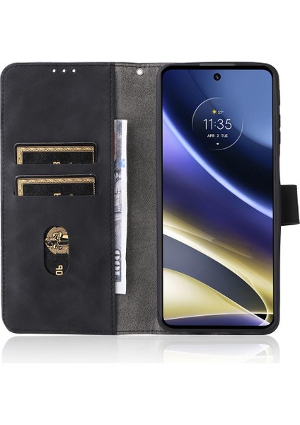 Motorola Moto G51 Deri Folio Flip Case Kart Ekleme Tam Için Kılıf (Yurt Dışından)