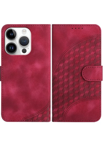IPhone 13 Için Kılıf Pro Max Darbeye Deri Kılıf Geometrik Desen Kartı (Yurt Dışından)